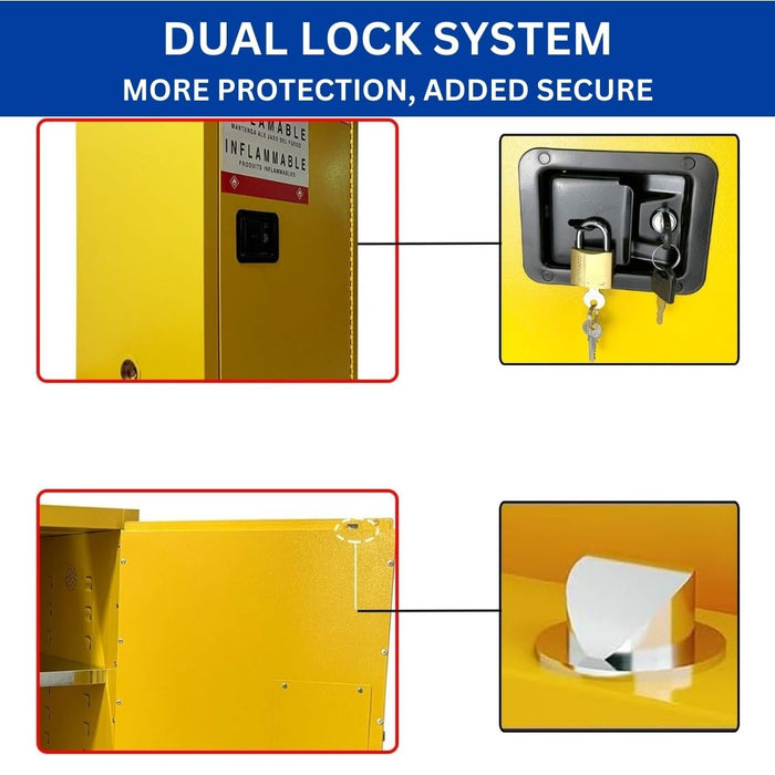 Steel Flammable Cabinet w/ Double Lock 43"W x 18"D x 65"H, 45 Gallon