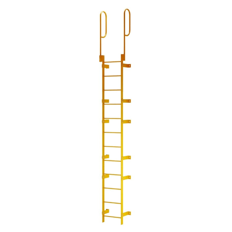 12 Step Steel Roof Access Ladder 11'H, Wall Mount, Yellow