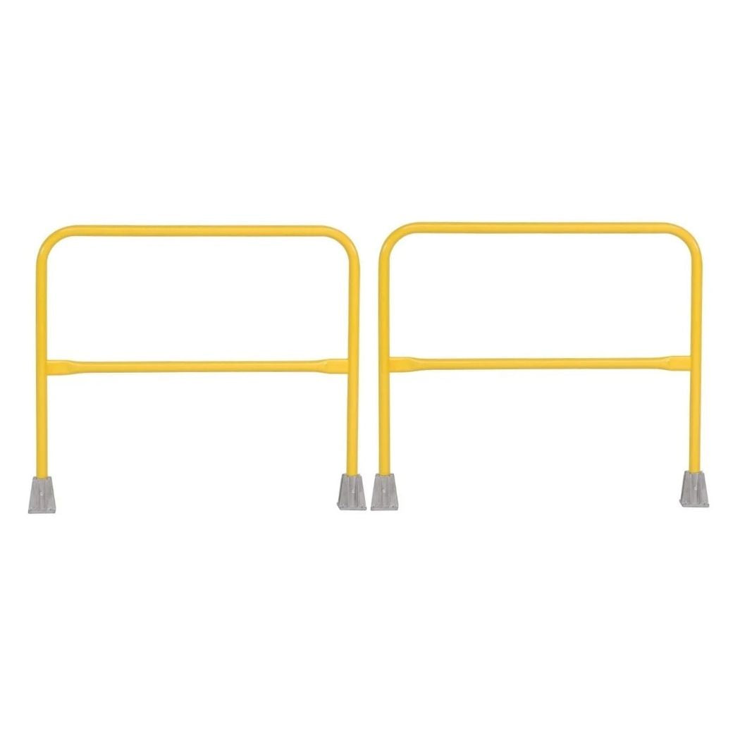 Yellow Safety Railing 8'L (96"), Pedestrian Barrier, Single/Double Socket Base Options