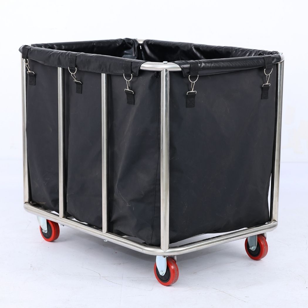 Commercial Laundry Cart, 12 Bushel Basket Truck, 35.4"L x 25.6"W x 31.5"H, Vinyl Bag