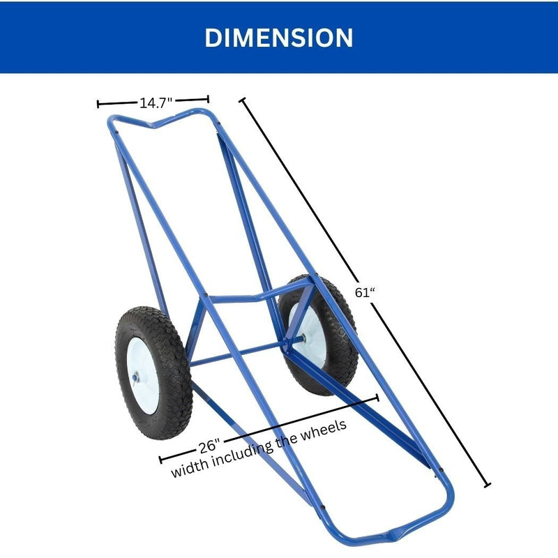 Steel Carpet Dolly, 500 lb Capacity, 61"L x 26"W Long Carpet Roll Cart