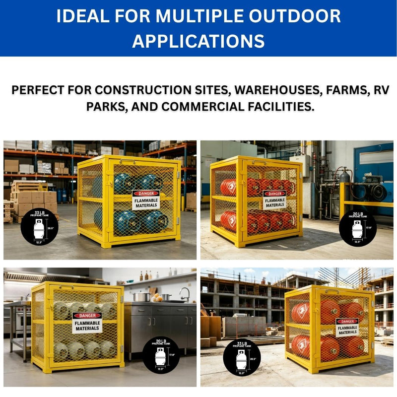 Propane Cylinder  Storage Cabinet SGL Door, 31"Wx30"Dx35"H, 4 LPG Cylinders Storage