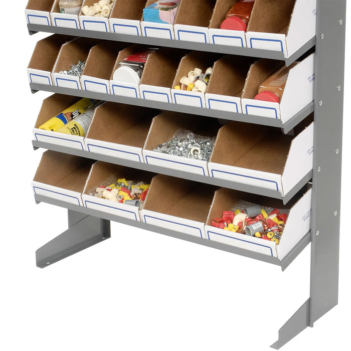 Floor Bin Storage Rack - 56 Corrugated White Bins No Print