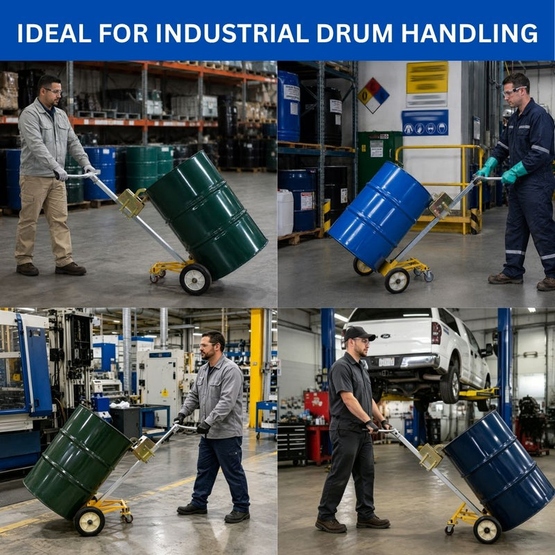 Drum Truck for 55 Gallon Drums, 1000 lb Load Capacity, 4 Wheels