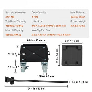 Holzoffer Heavy Furniture Movers, Carbon Steel Furniture Mover Dolly with 4 360° PP Swivel Wheels, Furniture Lift Mover Tool Set for Moving Equipment Heavy Furniture Refrigerator Sofa, 1000Lbs Capacity