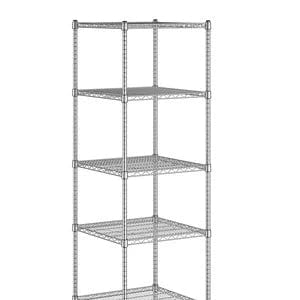 Holzoffer Wire Shelving Unit, 24" Wide NSF Chrome Wire 5-Shelf Kit with 74" Posts