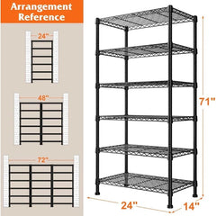 Holzoffer 6-Tier Wire Shelving Units, 71" H Metal Storage Shelves