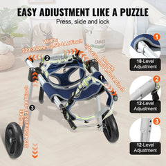 Holzoffer 2 Wheels Dog Wheelchair for Back Legs, Pet Wheelchair Lightweight & Adjustable Assisting in Healing