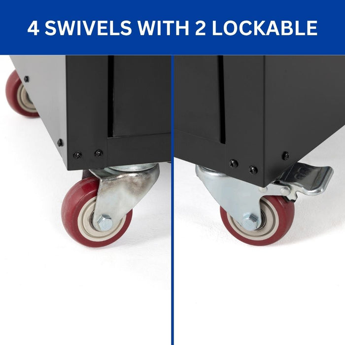 Mobile Workbench w/ Rubberwood Tabletop and 1 Drawer 46"W x 19"D x 37"H Tool Cabinet