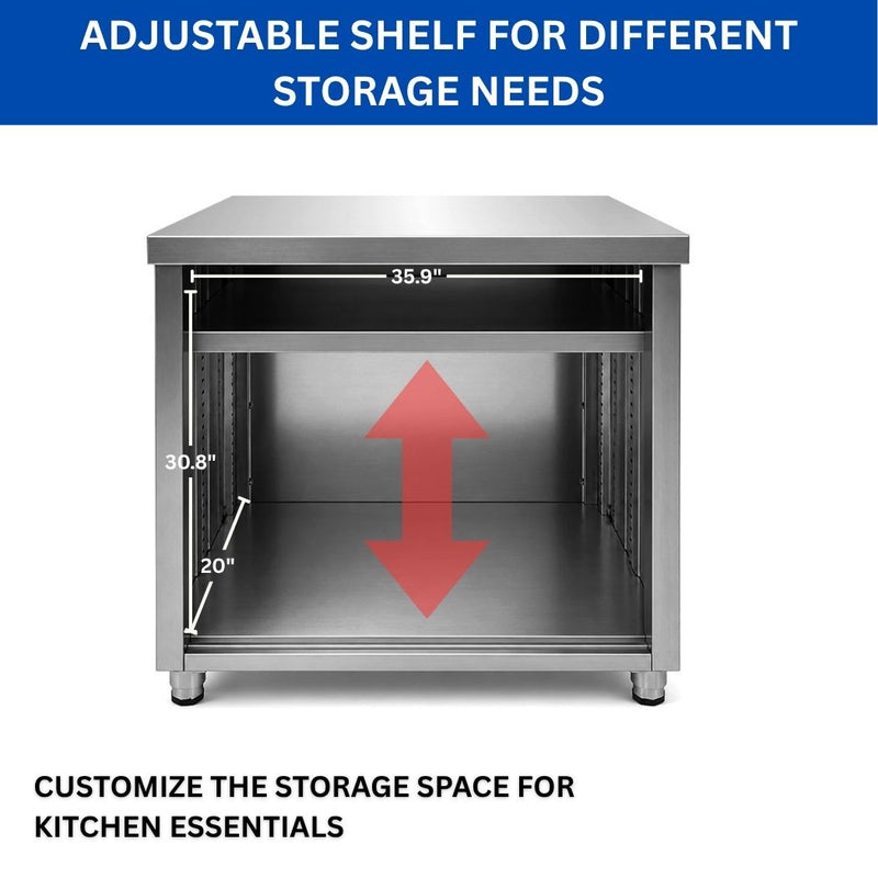 36" x 24" Stainless Steel Prep Table, 2 Shelf Enclosure