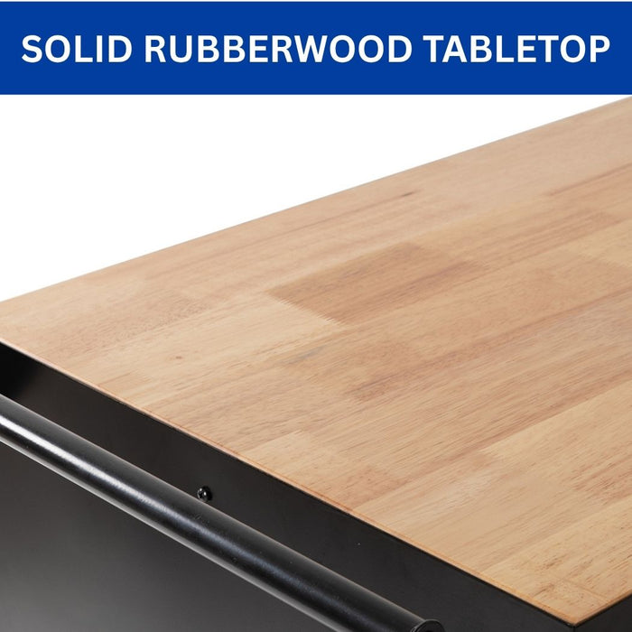 Mobile Workbench w/ Rubberwood Tabletop and 1 Drawer 46"W x 19"D x 37"H Tool Cabinet