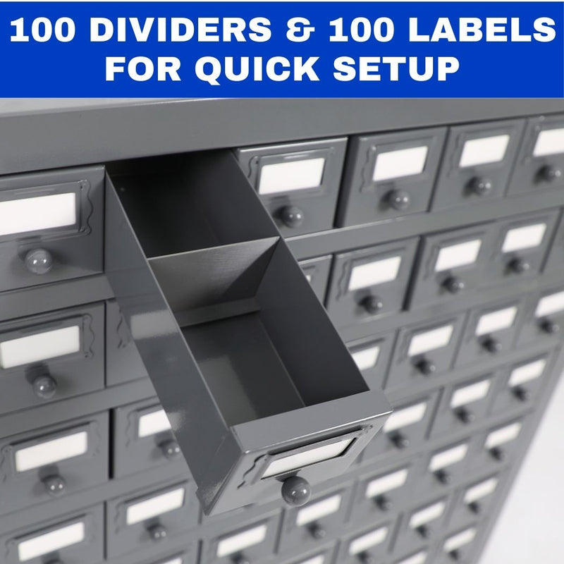 100-Drawer Steel Bolt Bin & Small Parts Organizer, Heavy-Duty All-Welded Storage Cabinet, 34"W x 9"D x 33"H, Fully Assembled