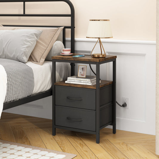 Holzoffer End Table With Storage 2 Drawer Night Stand For Bedroom