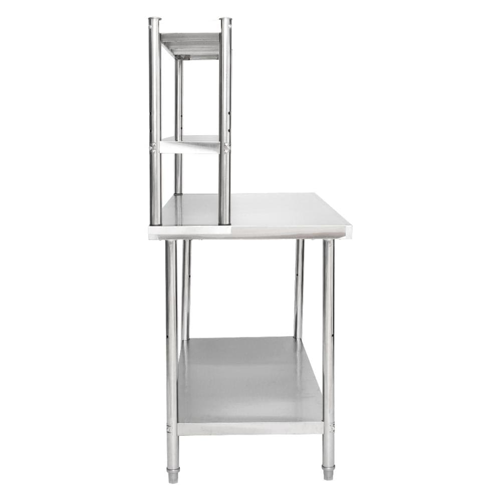 Holzoffer Stainless Steel Table with Overshelves, 47.2" X 23.6" Work Table, Metal Table Prep Table for Home, Kitchen, Restaurant