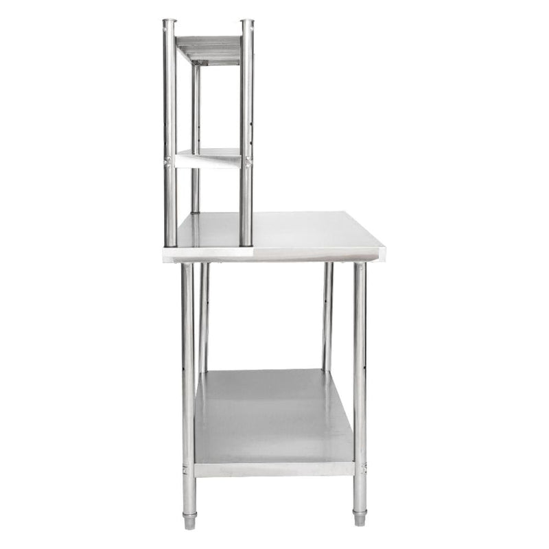 Stainless Steel Table w/ Overshelves, 47"W x 23.6"D x 55"H