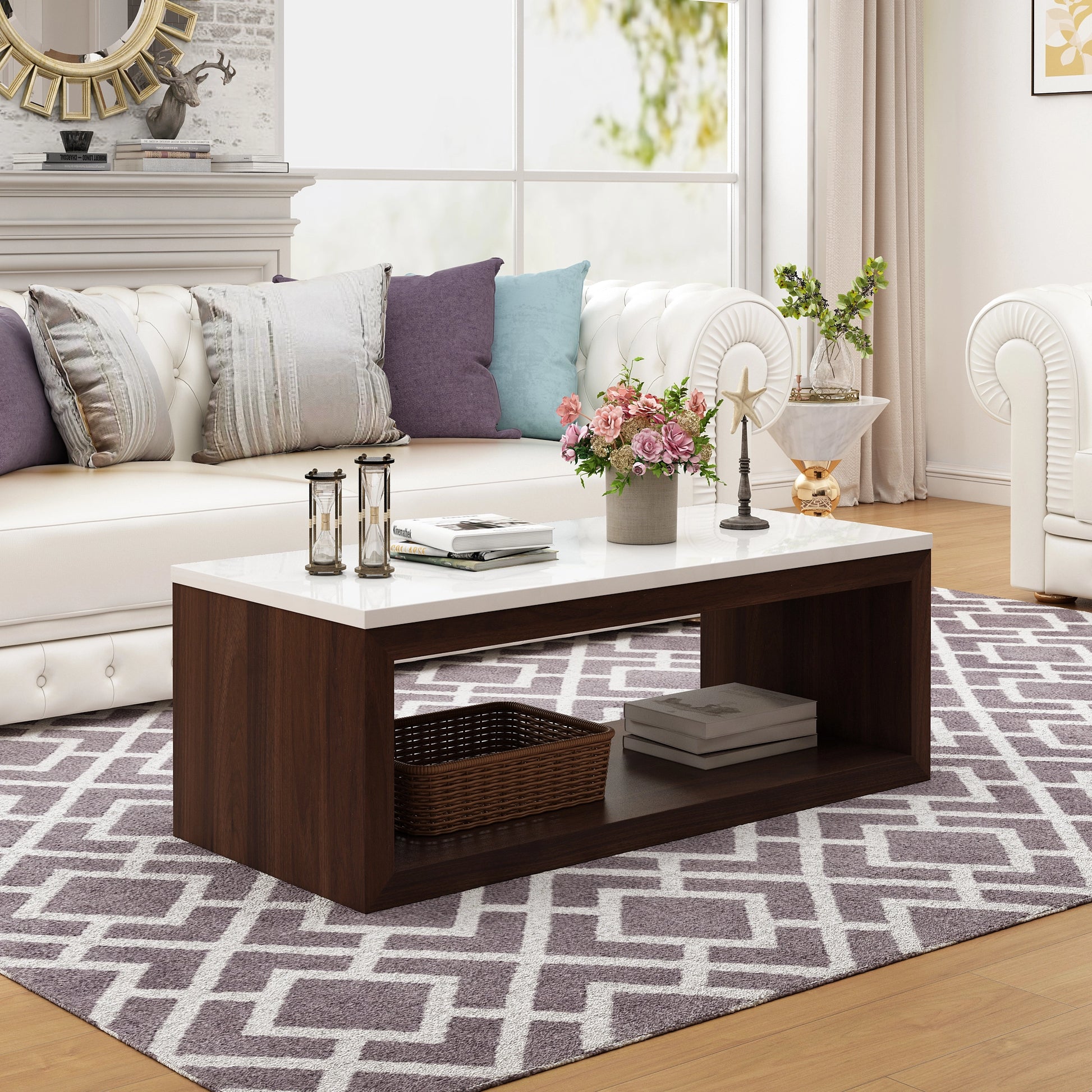 Holzoffer Rectangular Marble Coffee Table (53")