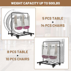 Folding Table and Chair Cart for 14 Tables 31"D x 43"W x 47"H