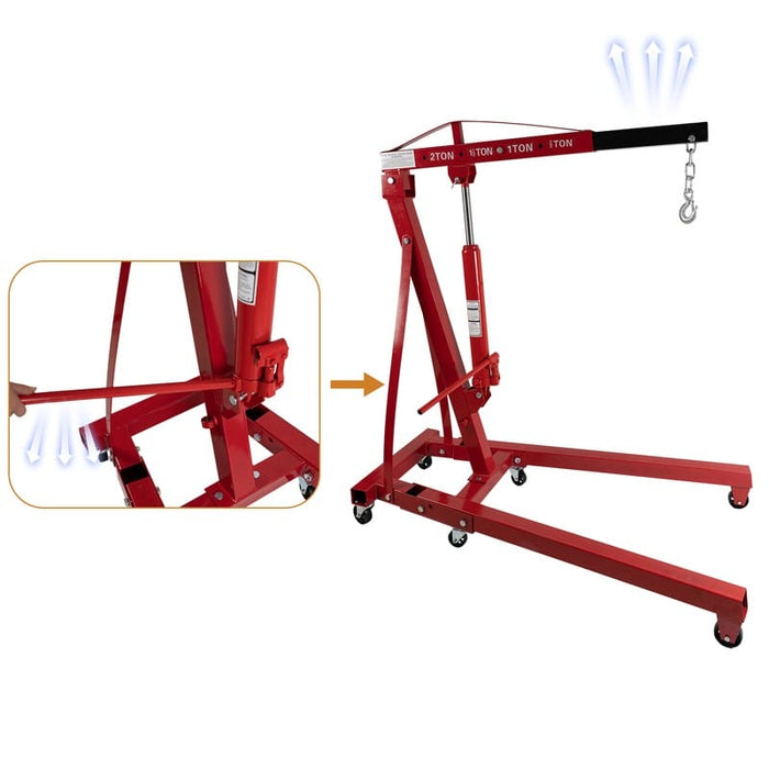 Folding Floor Crane with Telescopic Boom, 4000 Lbs Capacity