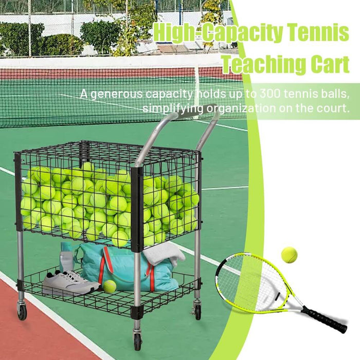 Tennis Teaching Cart w/ Wheels and Handle, 21"Lx 18"W x 25"H