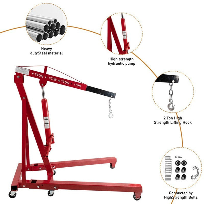 Folding Floor Crane with Telescopic Boom, 4000 Lbs Capacity