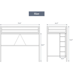 Holzoffer Twin Platforms Loft Bed by Isabelle & Max-BLACK