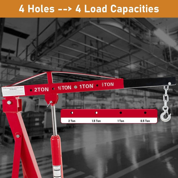 Folding Floor Crane with Telescopic Boom, 4000 Lbs Capacity