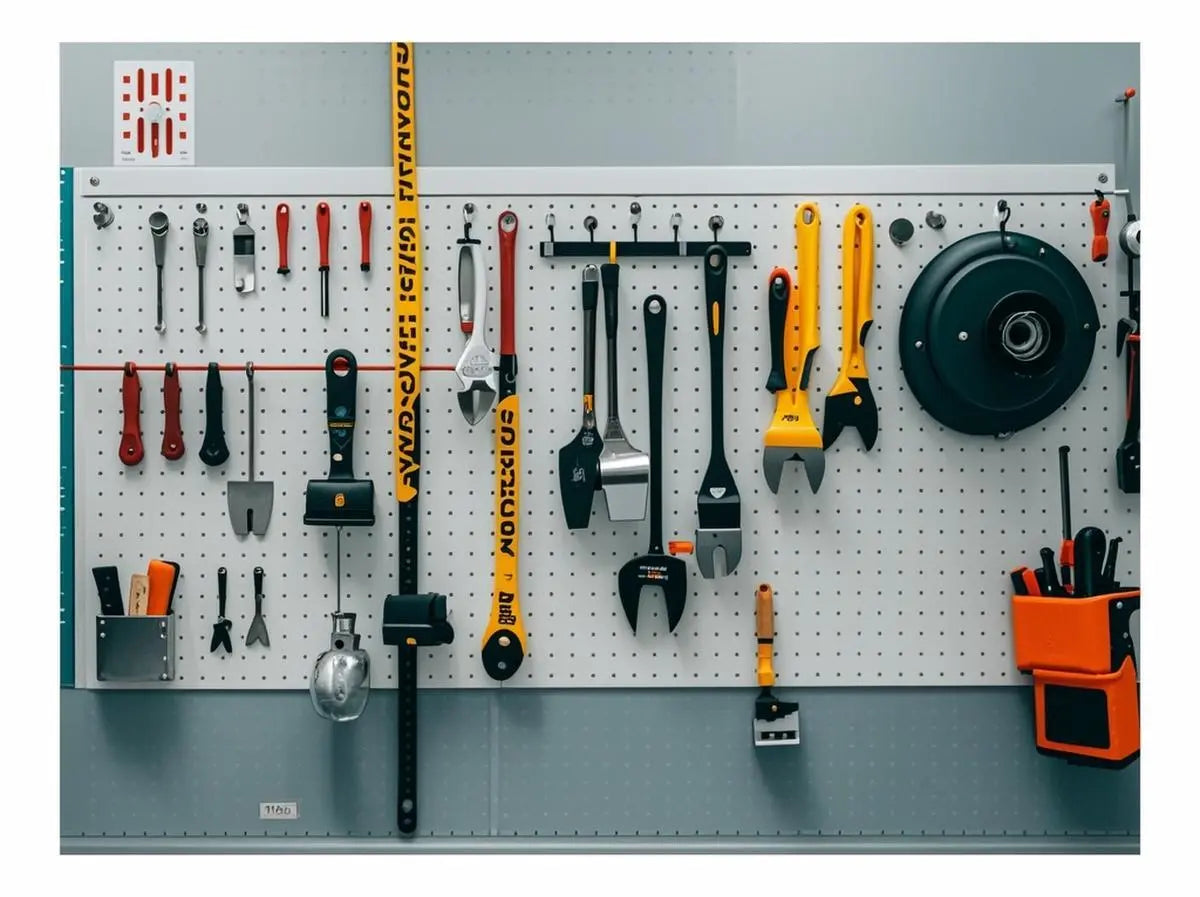 Holzoffer 24" x 48" pegboards with 36 Hooks- White,Heavy Duty Steel Pegboard Wall Organizer, Garage Utility Tools Pegboard Storage System for Workbench, Shop, Shed Modular Peg Board Organizer Board Kit