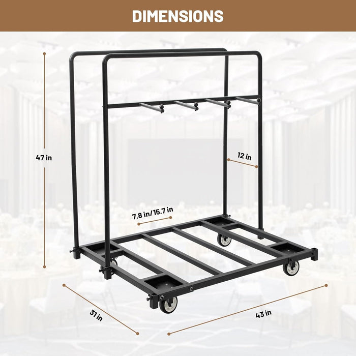 Folding Table and Chair Cart for 14 Tables 31"D x 43"W x 47"H