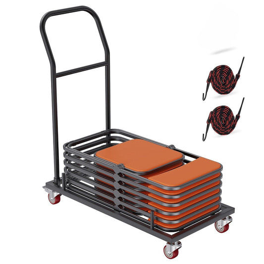 Holzoffer Folding Chair Dolly, Iron Commercial Cart with 12 Chairs Capacity, Folding Chairs Rack Trolley with 4 Casters