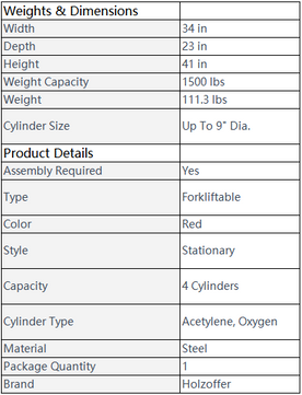 Holzoffer Alloy Steel Material Stationary Forkliftable Cylinder Storage Caddy, 4 Cylinders