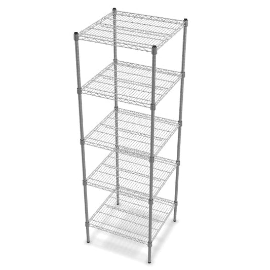 Holzoffer Wire Shelving Unit, 24" Wide NSF Chrome Wire 5-Shelf Kit with 74" Posts