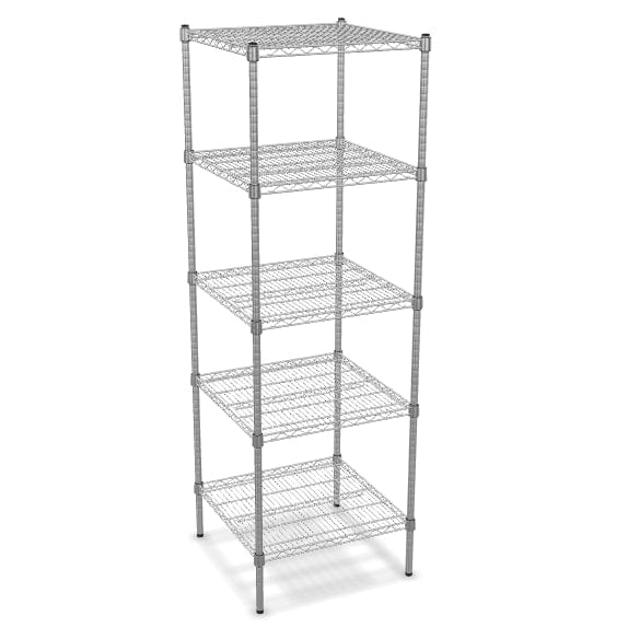 Holzoffer Wire Shelving Unit, 24" Wide NSF Chrome Wire 5-Shelf Kit with 74" Posts