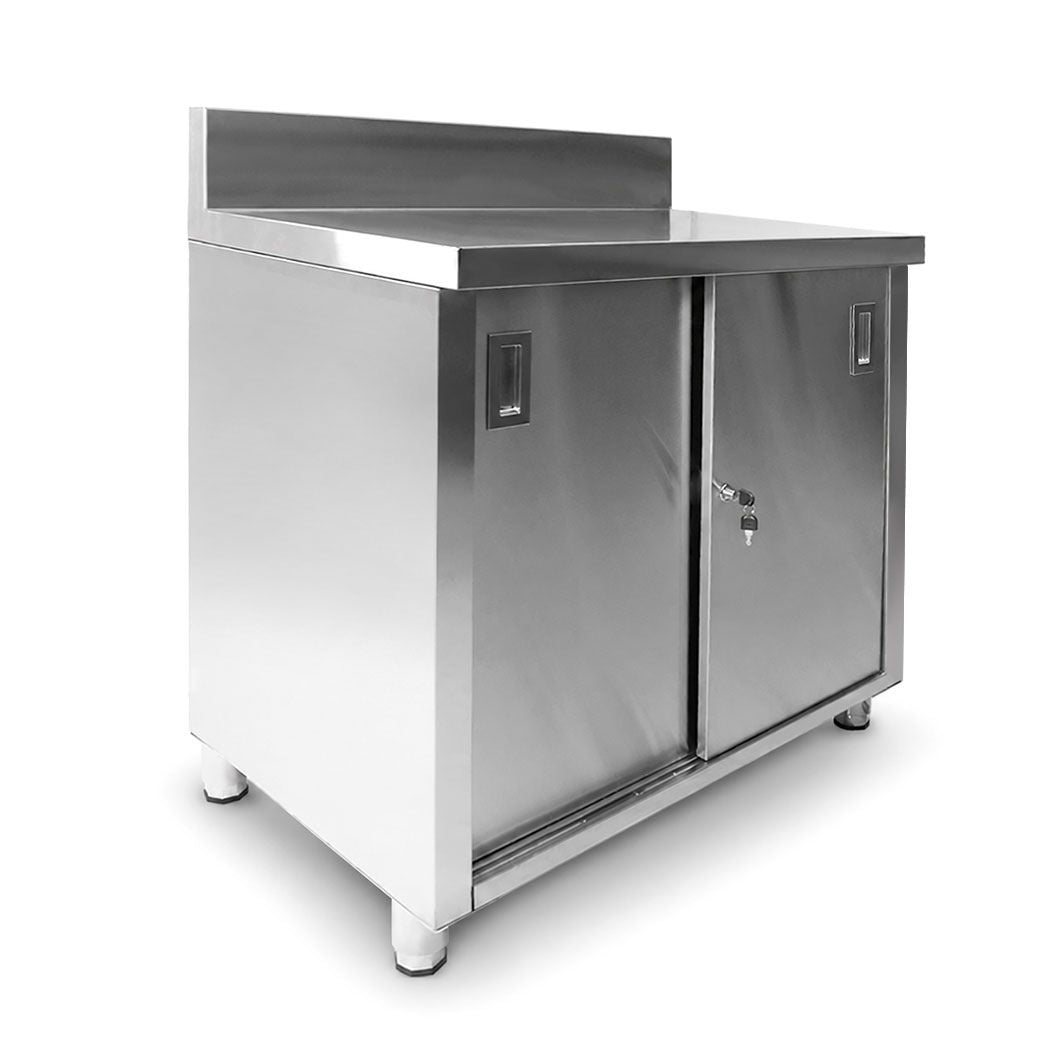 36" x 24" Stainless Steel Prep Table, 2 Shelf Enclosure with 6" Backsplash