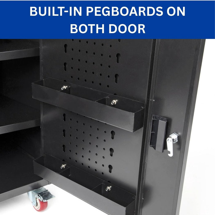 Mobile Workbench w/ Rubberwood Tabletop and 1 Drawer 46"W x 19"D x 37"H Tool Cabinet