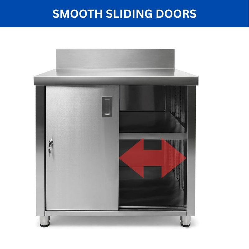 36" x 24" Stainless Steel Prep Table, 2 Shelf Enclosure with 6" Backsplash