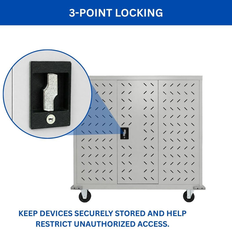 24 Devices Charging Cart 43.5"W x 21"D x 45"H, for Tablets and Laptops in Any Screen Size