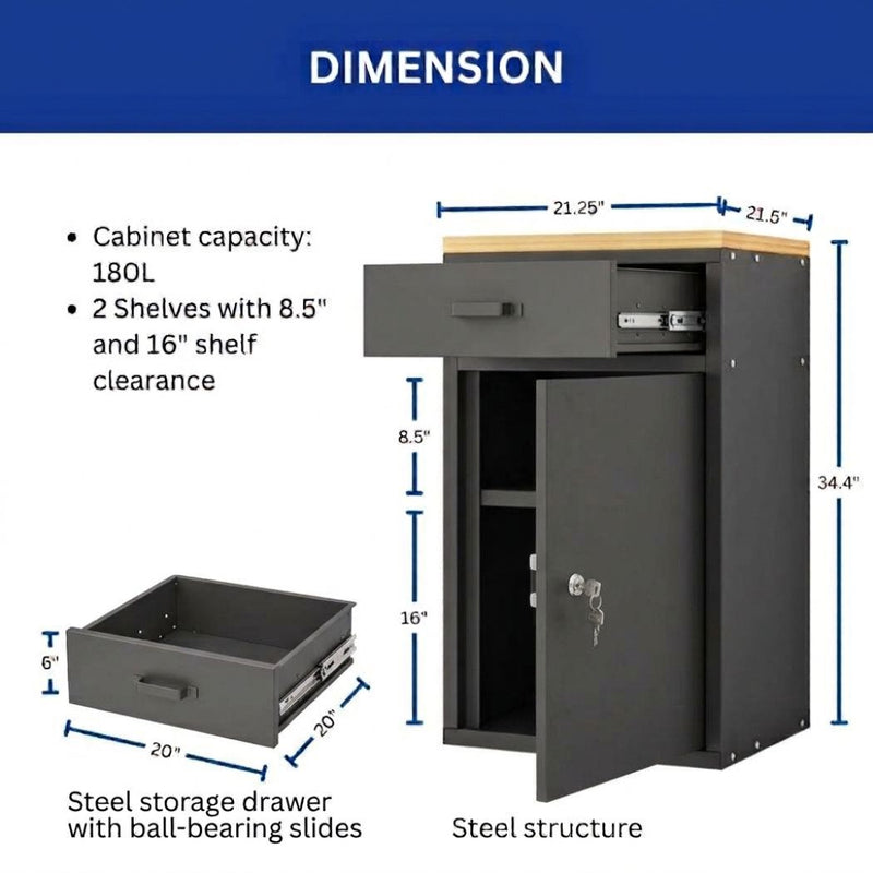 3D Printer Cabinet w/ Dehumidifying Dry, 40 Filaments Spool Storage Capacity, Heavy Duty Shelf 21.25"L x 21.5"W x 34.4"H