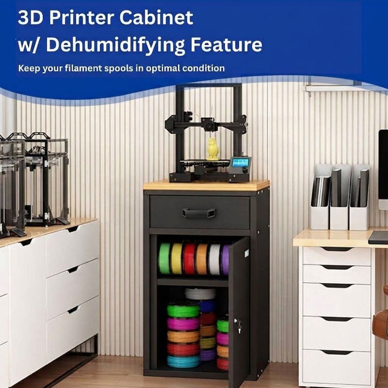3D Printer Cabinet w/ Dehumidifying Dry, 40 Filaments Spool Storage Capacity, Heavy Duty Shelf 21.25"L x 21.5"W x 34.4"H