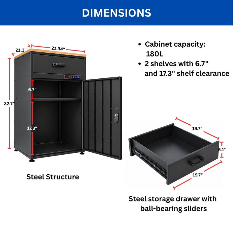 3D Printer Cabinet w/ Dehumidifying Dry, 40 Filaments Spool Storage Capacity, Heavy Duty Shelf 21.25"L x 21.5"W x 34.4"H