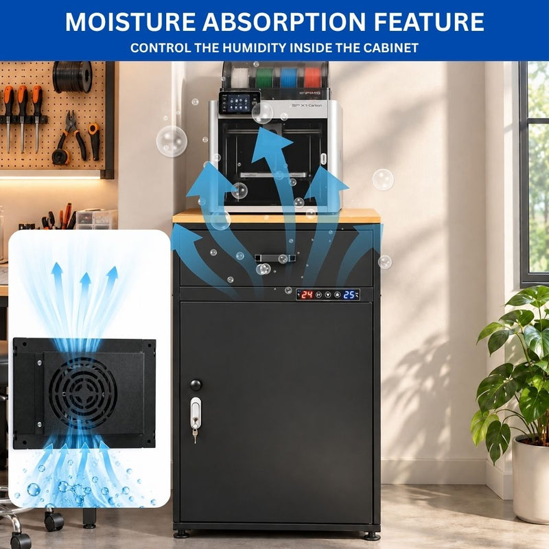 3D Printer Cabinet w/ Dehumidifying Dry, 40 Filaments Spool Storage Capacity, Heavy Duty Shelf 21.25"L x 21.5"W x 34.4"H