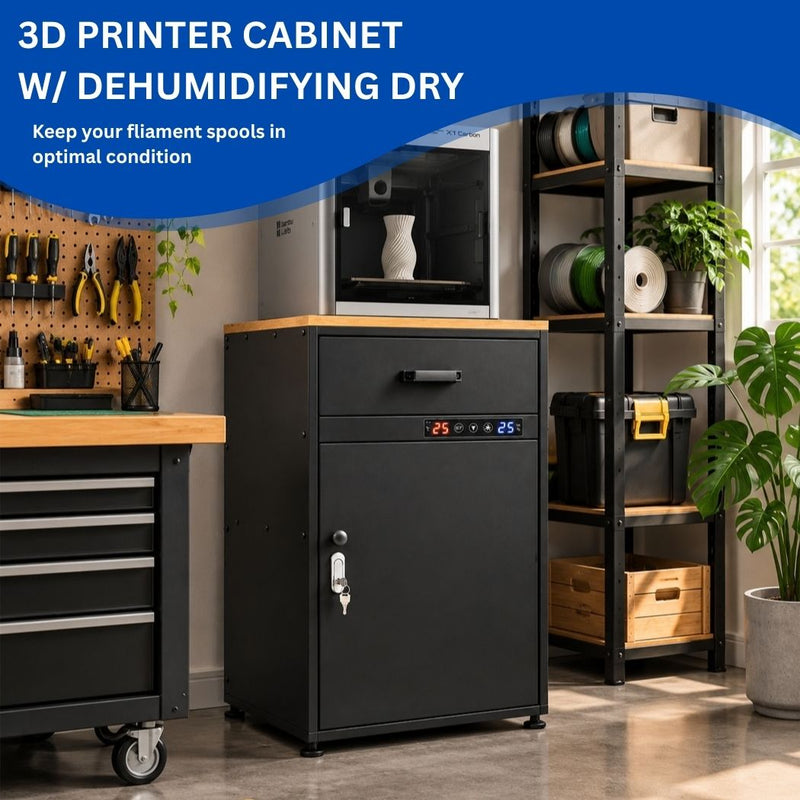 3D Printer Cabinet w/ Dehumidifying Dry, 40 Filaments Spool Storage Capacity, Heavy Duty Shelf 21.25"L x 21.5"W x 34.4"H