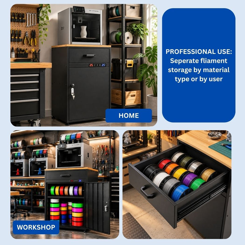 3D Printer Cabinet w/ Dehumidifying Dry, 40 Filaments Spool Storage Capacity, Heavy Duty Shelf 21.25"L x 21.5"W x 34.4"H
