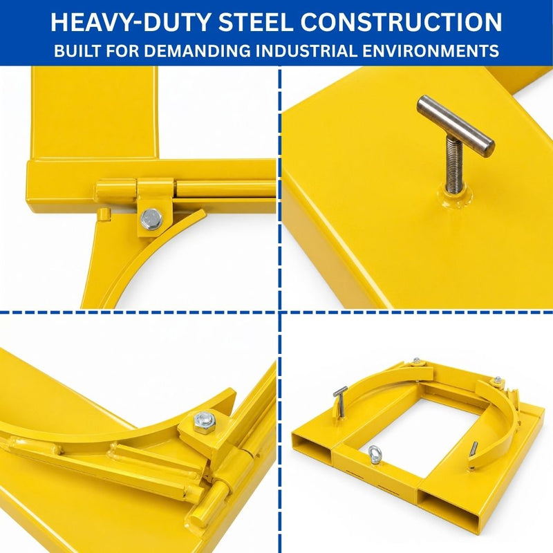 Single Fork Mounted Drum Gripper for 55 Gallon Drums, 900 lbs Load Capacity, Value-Style Drum Grab
