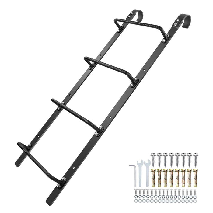 45"L 4-Rung Ladder, with Attachable Hook, Wall Mount or Hook On, Black