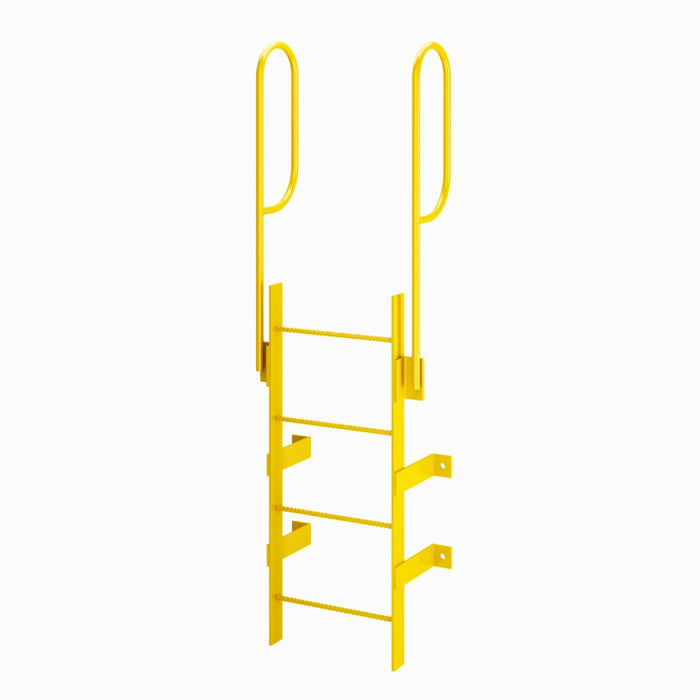 4 Step Steel Roof Access Ladder w/ Handrails, Wall Mount, Yellow