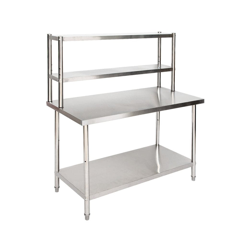 Stainless Steel Table w/ Overshelves, 47"W x 23.6"D x 55"H