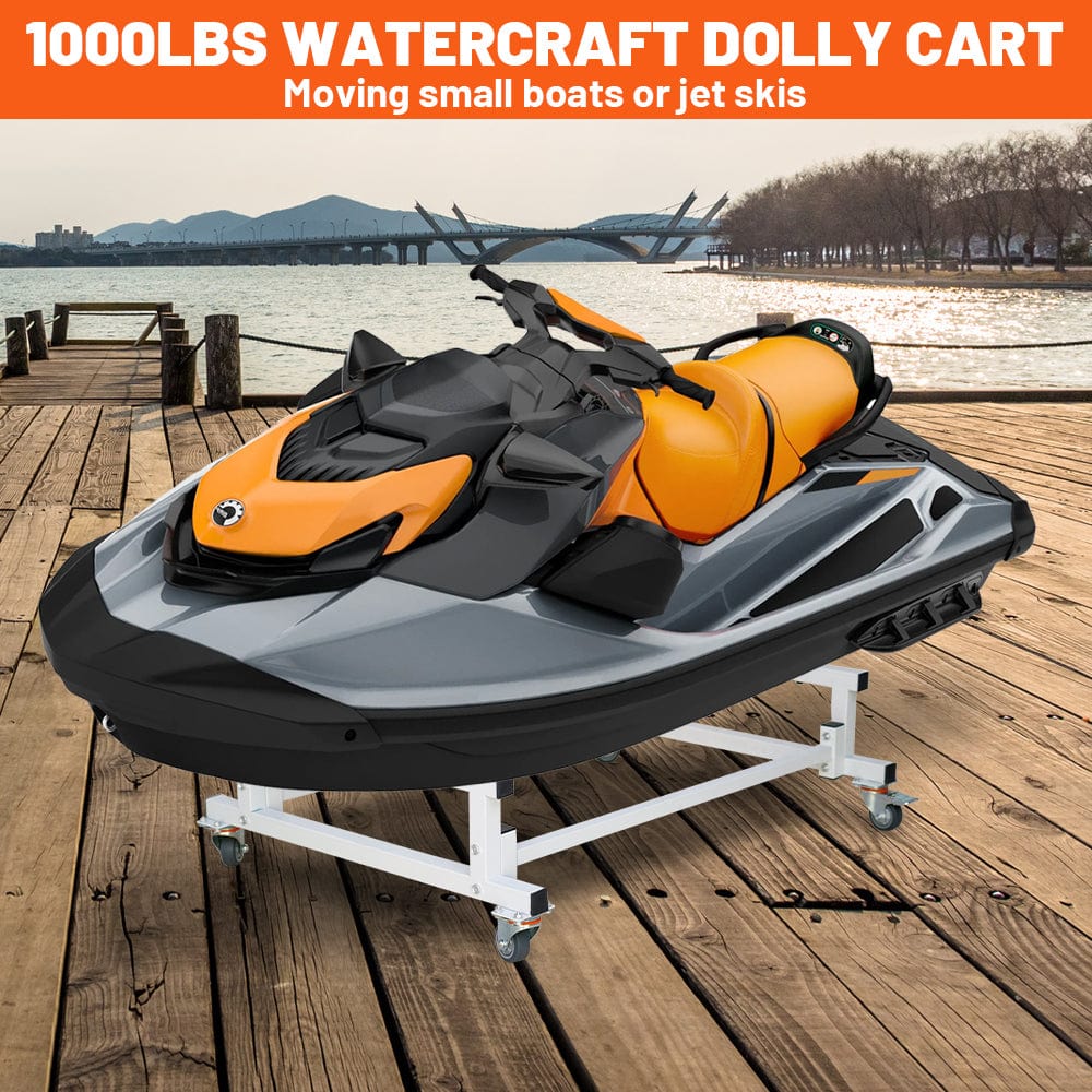 Holzoffer 1000 LBS Capacity Boat Jet Ski Stand Storage Trailer Cart, Adjustable Dock Slipway Cart with 4 Casters & 2 Brakes