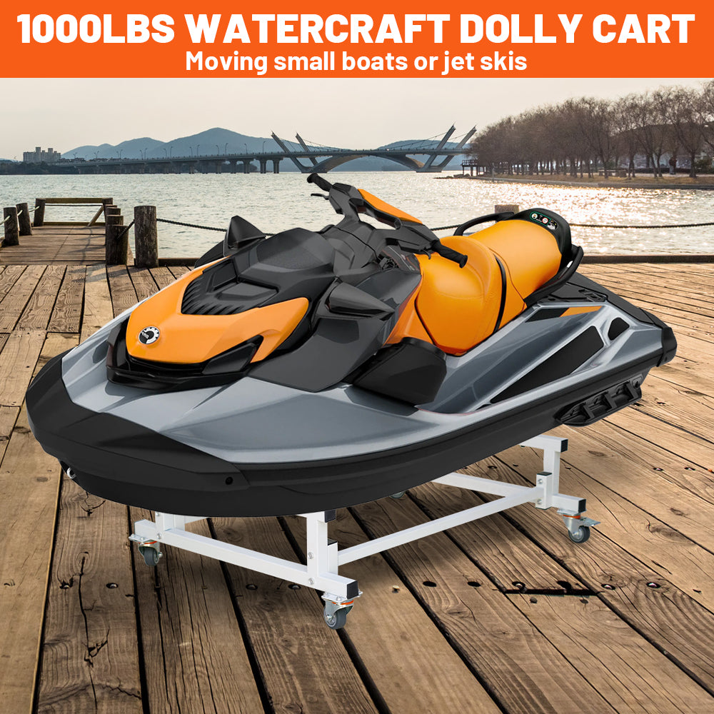 Holzoffer 1000 LBS Capacity Boat Jet Ski Stand Storage Trailer Cart, Adjustable Dock Slipway Cart with 4 Casters & 2 Brakes