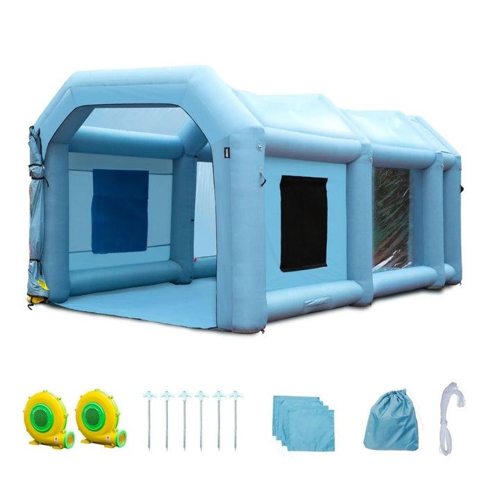 Inflatable Spray Booth 20'L x 10'W x 8'H with 480W + 750W Blowers, Spray Booth Tent Air Filter System – Car Paint Tent for Auto Painting, Car Parking Tent, Workstation, and Motorcycle Garage