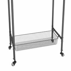 Holzoffer Chrome Rolling Clothing Rack with Shelves-36" w x 18" d x 77" h